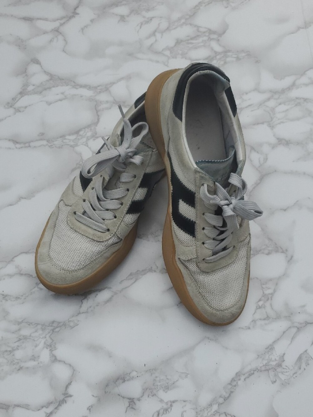 Hogan H357 Retro Suede Mesh Luxury Sneakers Grey Men's Size 7